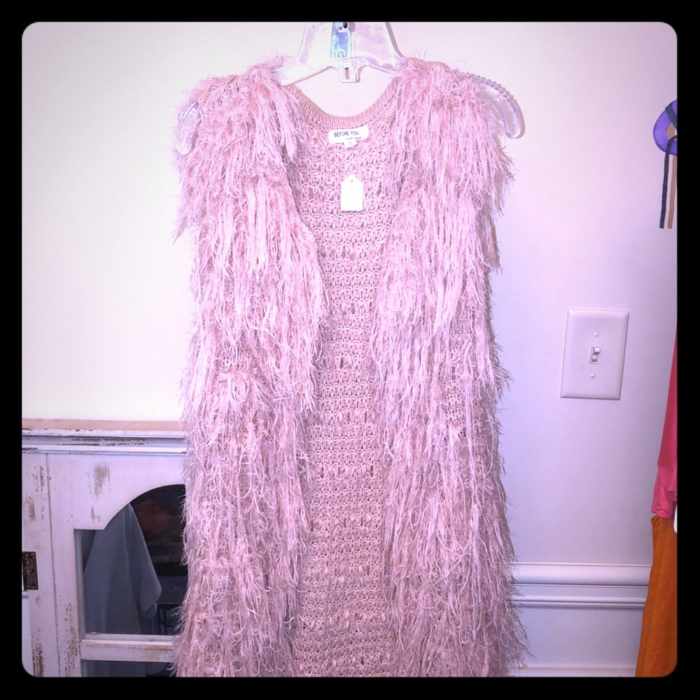 Pink shaggy vest